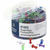 Business Source 1/2" Head Pushpins - 0.50" Head - for Notes, Photo, Corkboard, Bulletin Board, Fabric Panel - 600 / Pack - Assorted