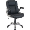 NuSparc Leather Rolling Chair - Mid Back - 5-star Base - Black - Bonded Leather - Armrest - 1 Each