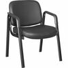 Lorell Deluxe Leather 4-Leg Guest Chair - Leather, Plywood Seat - Leather, Plywood Back - Powder Coated Metal Frame - Four-legged Base - Black - Armre