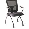 Lorell Conjure Mesh Training Chairs with Arms - Polyurethane, Molded Foam, Fabric Seat - Black - Armrest - 2 / Carton