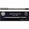 Pentonic Ballpoint Pen Set - 1 mm Pen Point Size - Black - Nickel Silver Tip - 25 / Box