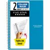 Mead College Ruled Notebook - 2 Subject(s) - 80 Sheets - Wire Bound - Ruled Margin - AssortedPlastic, Poly Cover - Durable, Water Resistant, Reinforce