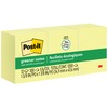 Post-it&reg; Greener Notes - 1200 - 1 1/2" x 2" - Rectangle - 100 Sheets per Pad - Unruled - Yellow - Paper - Self-adhesive, Repositionable - 12 / Pac