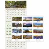 At-A-Glance Scenic 3-Month Wall Calendar - Large Size - Monthly - 14 Month - December - January - 3 Month Single Page Layout - 12" x 27" White Sheet -