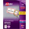 Avery&reg; Name Badge Label - 2 21/64" Width x 3 3/8" Length - Removable Adhesive - Rectangle - Laser, Inkjet - White, Red - Film - 8 / Sheet - 50 Tot
