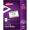 Avery&reg; Laser/Inkjet Badge Insert Refills - Laser, Inkjet - White - Card Stock - 8 / Sheet - 400 Total Label(s) - 400 / Box