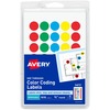 Avery&reg; Color Coded Label - - Width3/4" Diameter - Removable Adhesive - Round - Green, Light Blue, Red, Yellow - Film - 35 / Sheet - 29 Total Sheet