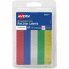 Avery&reg; Assorted Foil Star Labels - Learning Theme/Subject - Star Shape - Permanent Adhesive - 0.50" Height - Red, Blue, Silver, Green, Gold - Pape