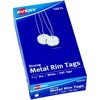 Avery&reg; Metal Rim Key Tags - 1.25" Diameter - Round - String Fastener - 500 / Box - Metal - White