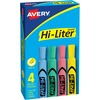Avery&reg; Hi-Liter Desk-Style Highlighters - Chisel Marker Point Style - Light Blue, Light Green, Light Pink, Yellow Water Based Ink - Yellow, Light 