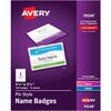 Avery&reg; Pin-Style Name Badges - 3 1/2" x 2 1/4" - 100 / Box - White, Clear