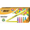 BIC Brite Liner Highlighter, Assorted, 12 Pack - Chisel Marker Point Style - Fluorescent Assorted - 12 Pack