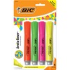 BIC Brite Liner Grip XL Highlighters, Assorted, 4 Pack - Chisel Marker Point Style - Fluorescent Assorted - 4 Pack