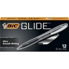 BIC Glide Retractable Pens - Medium Pen Point - 1 mm Pen Point Size - Conical Pen Point Style - Retractable - Black - Clear Barrel - 1 Dozen