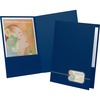 Oxford Executive Letter Recycled Pocket Folder - 1/2" Folder Capacity - 8 1/2" x 11" - 80 Sheet Capacity - 2 Front Pocket(s) - Linen - Blue, Gold - 30