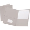 Oxford Letter Recycled Pocket Folder - 8 1/2" x 11" - 100 Sheet Capacity - 2 Internal Pocket(s) - Leatherette - Gray - 10% Recycled - 25 / Box