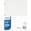 Mead Notebook Filler Paper - Letter - 200 Sheets - Spiral - 0.31" Ruled - Ruled Red Margin - 16 lb Basis Weight - Letter - 8 1/2" x 11" - White Paper 