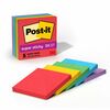 Post-it&reg; Super Sticky Notes - Playful Primaries Color Collection - 450 - 3" x 3" - Square - 90 Sheets per Pad - Unruled - Candy Apple Red, Sunnysi