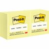 Post-it&reg; Notes Original Notepads - 3" x 3" - Square - 100 Sheets per Pad - Unruled - Canary Yellow - Paper - Self-adhesive, Repositionable - 12 / 