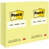 Post-it&reg; Notes Original Notepads - 4" x 6" - Rectangle - 100 Sheets per Pad - Unruled - Canary Yellow - Paper - Self-adhesive, Repositionable - 12