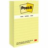 Post-it&reg; Lined Notes - 500 - 4" x 6" - Rectangle - 100 Sheets per Pad - Ruled - Yellow - Paper - Self-adhesive, Repositionable - 5 / Pack