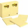 Post-it&reg; Notes Original Lined Notepads - 100 - 4" x 6" - Rectangle - 100 Sheets per Pad - Ruled - Canary Yellow - Paper - Self-adhesive, Repositio