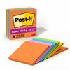 Post-it&reg; Super Sticky Lined Notes - Energy Boost Color Collection - 540 - 4" x 4" - Square - 90 Sheets per Pad - Ruled - Vital Orange, Tropical Pi