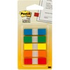 Post-it&reg; Flags in Portable Dispenser - 20 x Blue, 20 x Green, 20 x Orange, 20 x Red, 20 x Yellow - 1/2" x 1 3/4" - Rectangle - Unruled - Blue, Red