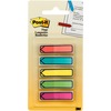 Post-it&reg; Arrow Flags in On-the-Go Dispenser - Bright Colors - 20 x Blue, 20 x Green, 20 x Pink, 20 x Purple, 20 x Yellow - 1/2" x 1 3/4" - Arrow, 