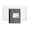 Rediform Xtreme White Notebook - 80 Sheets - Sewn - College Ruled - Ruled Red Margin - 7 7/8" x 10" - White Paper - Black Marble Cover - Subject - 1 E
