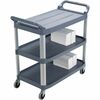 Rubbermaid Commercial 3-Shelf Mobile Utility Cart - 3 Shelf - 300 lb Capacity - 4" Caster Size - Aluminum - x 40.6" Width x 20" Depth x 37.8" Height -