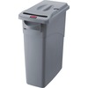 Rubbermaid Commercial Slim Jim Confidential Document Container w/Lid - 23 gal Capacity - Lid Locked - 30" Height x 10.6" Width x 20.1" Depth - Gray - 