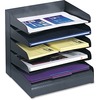 Safco Slanted Shelves Steel Desk Tray Sorter - 5 Tier(s)Desktop - Durable - Powder Coated - Black - Steel - 1 Each