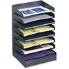 Safco Slanted Shelves Steel Desk Tray Sorter - 8 Tier(s)Desktop - Durable - Powder Coated - Black - Steel - 1 Each