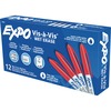 Expo Vis-A-Vis Wet-Erase Markers - Fine Marker Point - Red - White Barrel - 12 / Dozen
