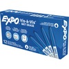 Expo Vis-A-Vis Wet-Erase Markers - Fine Marker Point - Blue - White Barrel - 12 / Dozen