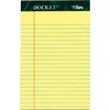 TOPS Jr. Legal Rule Docket Writing Pads - 50 Sheets - Double Stitched - 0.28" Ruled - 16 lb Basis Weight - Jr.Legal - 5" x 8" - Canary Paper - Hard Co