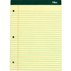 TOPS Perforated 3 Hole Punched Ruled Docket Legal Pads - 100 Sheets - Double Stitched - 0.34" Ruled - 16 lb Basis Weight - 8 1/2" x 11 3/4" - Canary P