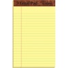 TOPS The Legal Pad Writing Pad - 50 Sheets - Double Stitched - 0.28" Ruled - 16 lb Basis Weight - Jr.Legal - 5" x 8" - Canary Paper - Chipboard Cover 