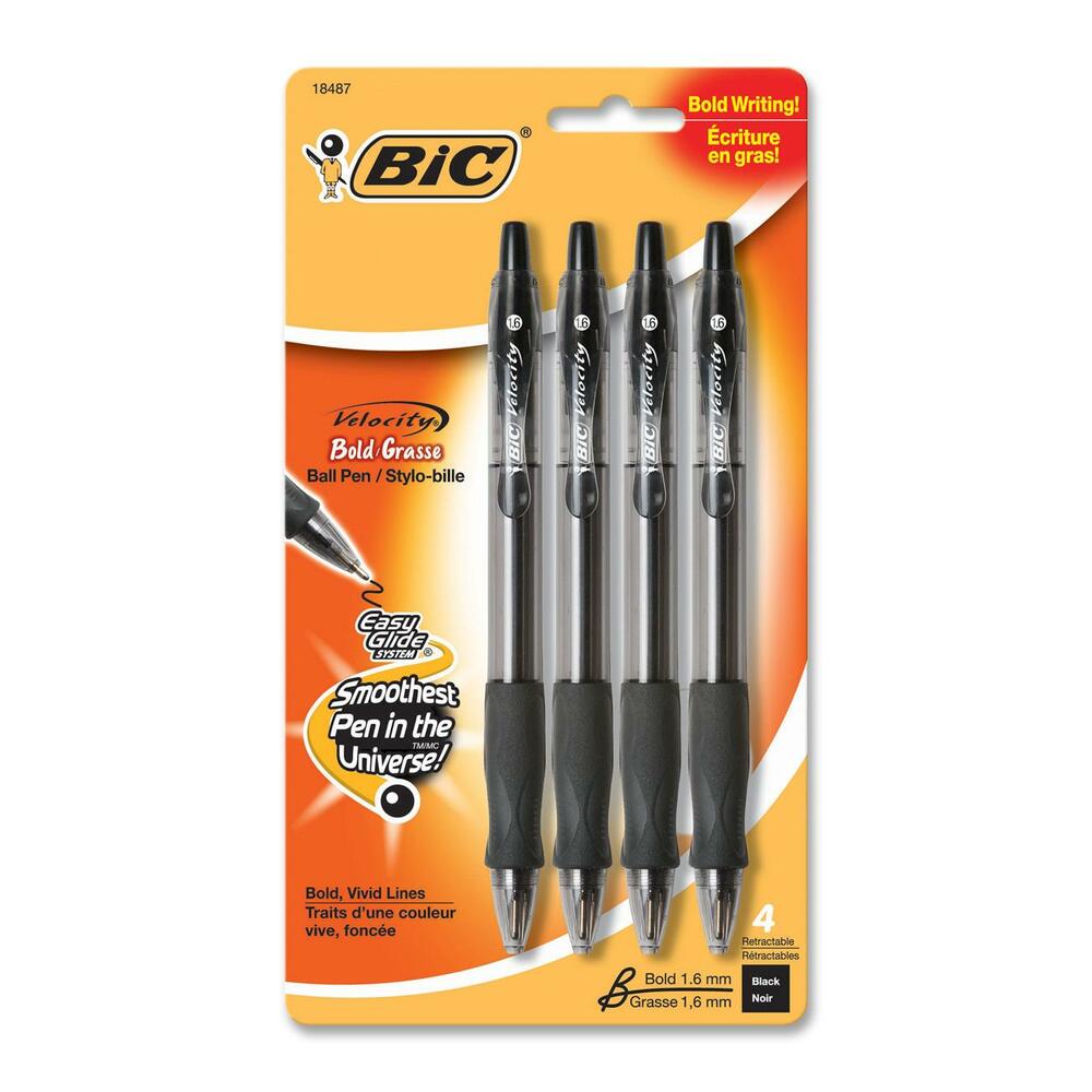 BIC Velocity Bold Retractable Ball Pen Bold Point (1.6mm) Black 2-Count 
