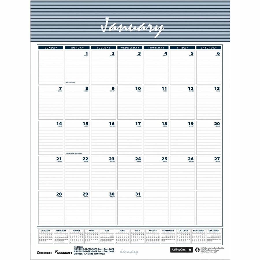 NSN6935076 : SKILCRAFT® 7510016935076 SKILCRAFT 12-Month Wall Calendar ...