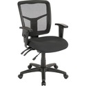 Lorell ErgoMesh Series Managerial Mesh Mid-Back Chair - Black Fabric Seat - Black Back - Black Frame - Mid Back - 5-star Base - 1 Each