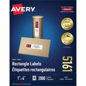 Avery Easy Peel(R) Address Labels, Sure Feed(TM) Technology, Permanent Adhesive, 1" x 4" , 2,000 Labels (5161) - Permanent Adhesive - 1" (25.40 mm) Height x 4" (101.60 mm) Width - Rectangle - Laser - Bright White - Paper - 20 / Sheet - 100 Total Shee