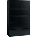 Lorell Telescoping Suspension Lateral Files - 5-Drawer - 42" x 18.6" x 67.7" - 5 x Drawer(s) for File - Letter, Legal, A4 - Lateral - Interlocking, Label Holder, Leveling Glide, Ball-bearing Suspension - Black - Recycled