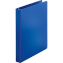 Business Source Basic Round-ring Binder - 1" Binder Capacity - Letter - 8 1/2" x 11" Sheet Size - 3 x Round Ring Fastener(s) - Inside Front & Back Pocket(s) - Vinyl - Dark Blue - 362.9 g - Exposed Rivet, Non Locking Mechanism, Open and Closed Triggers - 1