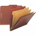 Nature Saver 2/5 Tab Cut Legal Recycled Classification Folder - 8 1/2" (215.90 mm) x 14" (355.60 mm) - 8 Fastener(s) - 2" (50.80 mm) for Folder, 1" (25.40 mm) for Divider - 3 Divider(s) - 25 pt. (8.80 mm) - Pressboard - Red - Tyvek Gusset - 100% Recycled - 10 / Box