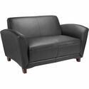 Lorell Accession Reception Loveseat - 55" (1397 mm) x 34.50" (876.30 mm) x 31.25" (793.75 mm) - Leather Black Seat - Leather Black Back - 1 Each