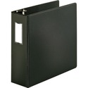 Business Source Slanted D-ring Binders - 4" Binder Capacity - 3 x D-Ring Fastener(s) - 2 Internal Pocket(s) - Chipboard, Polypropylene - Black - PVC-free, Non-stick, Spine Label, Gap-free Ring, Non-glare, Heavy Duty, Open and Closed Triggers - 1 Each