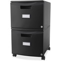 Storex File Cabinet - 2-Drawer - 14.8" x 18.3" x 26" - 2 x Drawer(s) for File - Legal, Letter - Heavy Duty, Hanging Rail, Locking Drawer, Label Holder, Locking Casters - Black - Plastic - Recycled