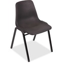 Lorell Molded Stacking Chairs - Black Polypropylene Seat - Black Polypropylene Back - Black, Powder Coated Metal Frame - Arched Base - 4 / Carton